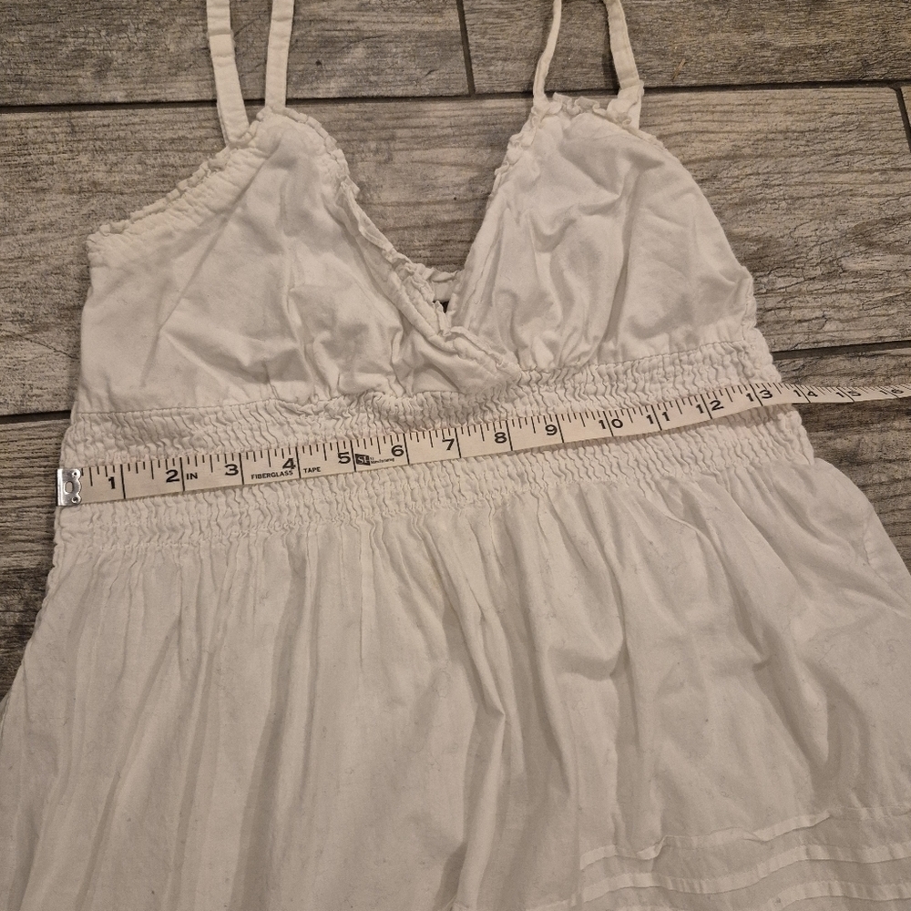 Speed Control NY White Cotton Boho Maxi Dress L - Smocked Eyelet Tiered - Picture 5 of 7